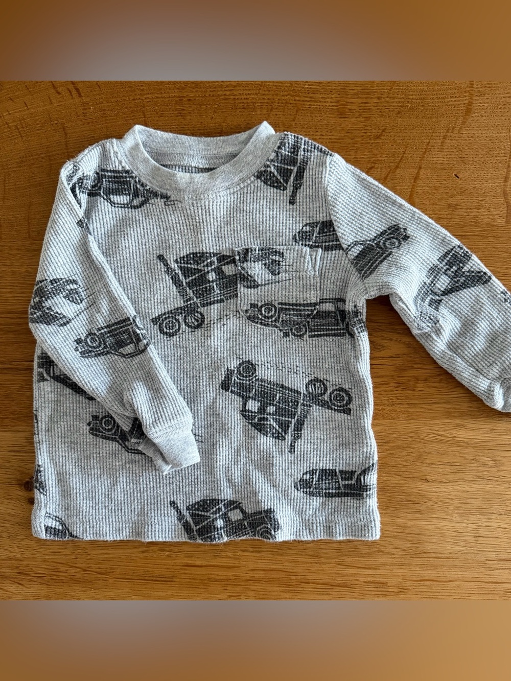 Carter's Light Gray Thermal Long-Sleeve Tee with Dark Truck Print - 6 month